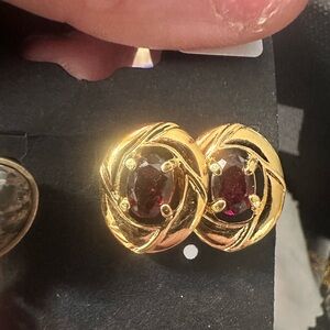 Elegant Gold and Red Gemstone Earrings
